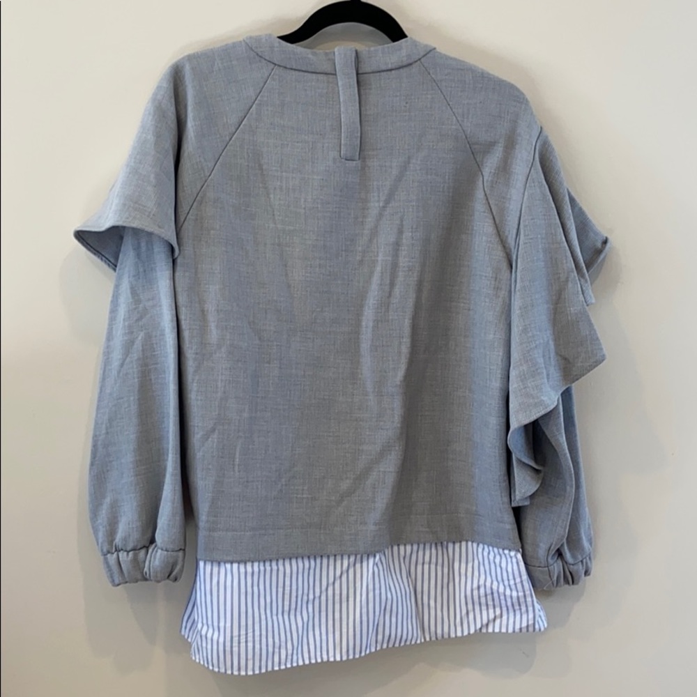 Zara Ruffle Top With Button Down Layer - image 7